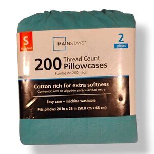 Mainstays Set of 2 Pillowcases Turquoise Cove Blue